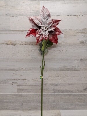 29.5&quot; Snowy Poinsettia Spray Red