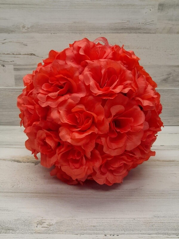 11.5&quot; Silk Flower Ball Coral