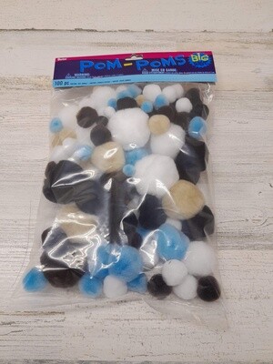 100pc Pom-Poms Multi