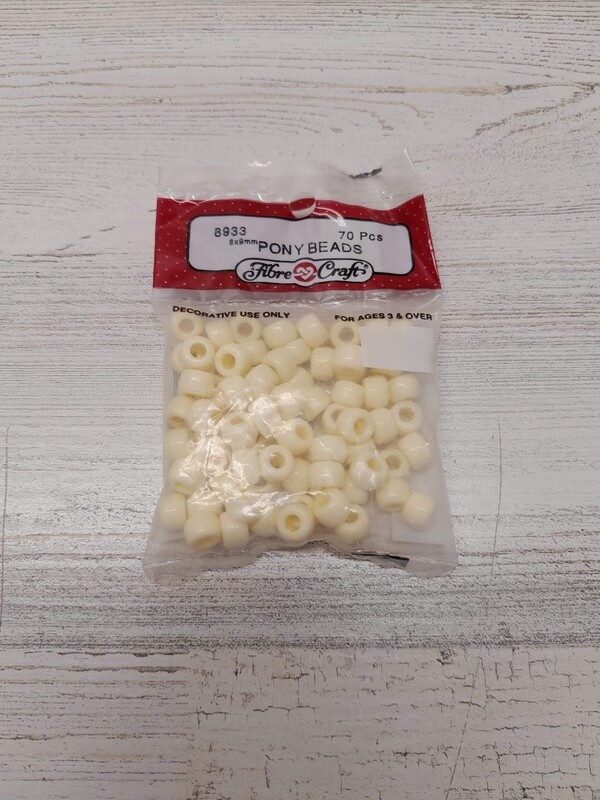 70pc 9mm Pony Beads Cream