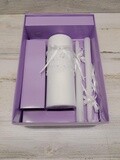 Unity Candle Set w/Lace/Rhinestones White