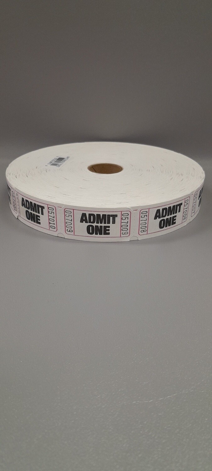 1,000 Count Single Ticket Roll White