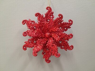 5&quot; Glitter Snowflake Ornament Red