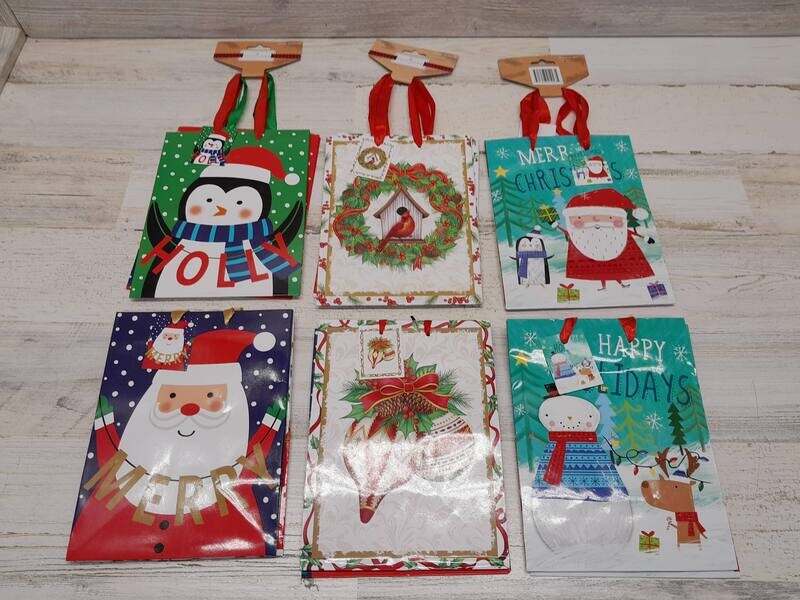 2pc 6&quot;x8&quot;x4&quot; X-Mas Gift Bag Assorted