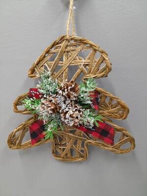 7.75&quot; Jute Tree Ornament w/Pinecones