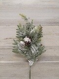 18&quot; Frosted Glitter Fir Pick W/Pinecones