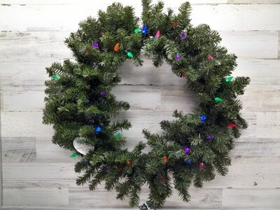 30&quot; Canadian Pine Wreath w/Led Multi Lights