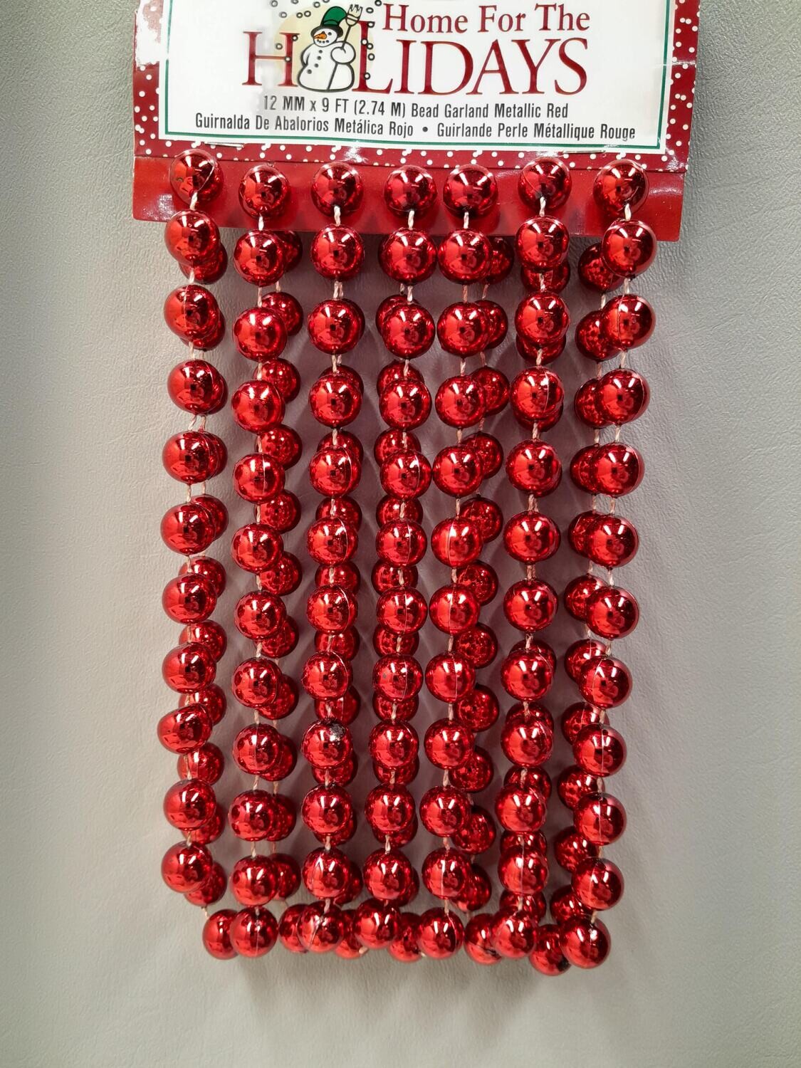 Darice Holiday Garland Bead 12mm Metallic Red 9