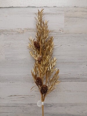 25&quot; Metallic Pine Spray w/Pinecones Gold