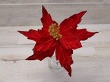 6.5&quot; Velvet Poinsettia on 8&quot; Pick Red