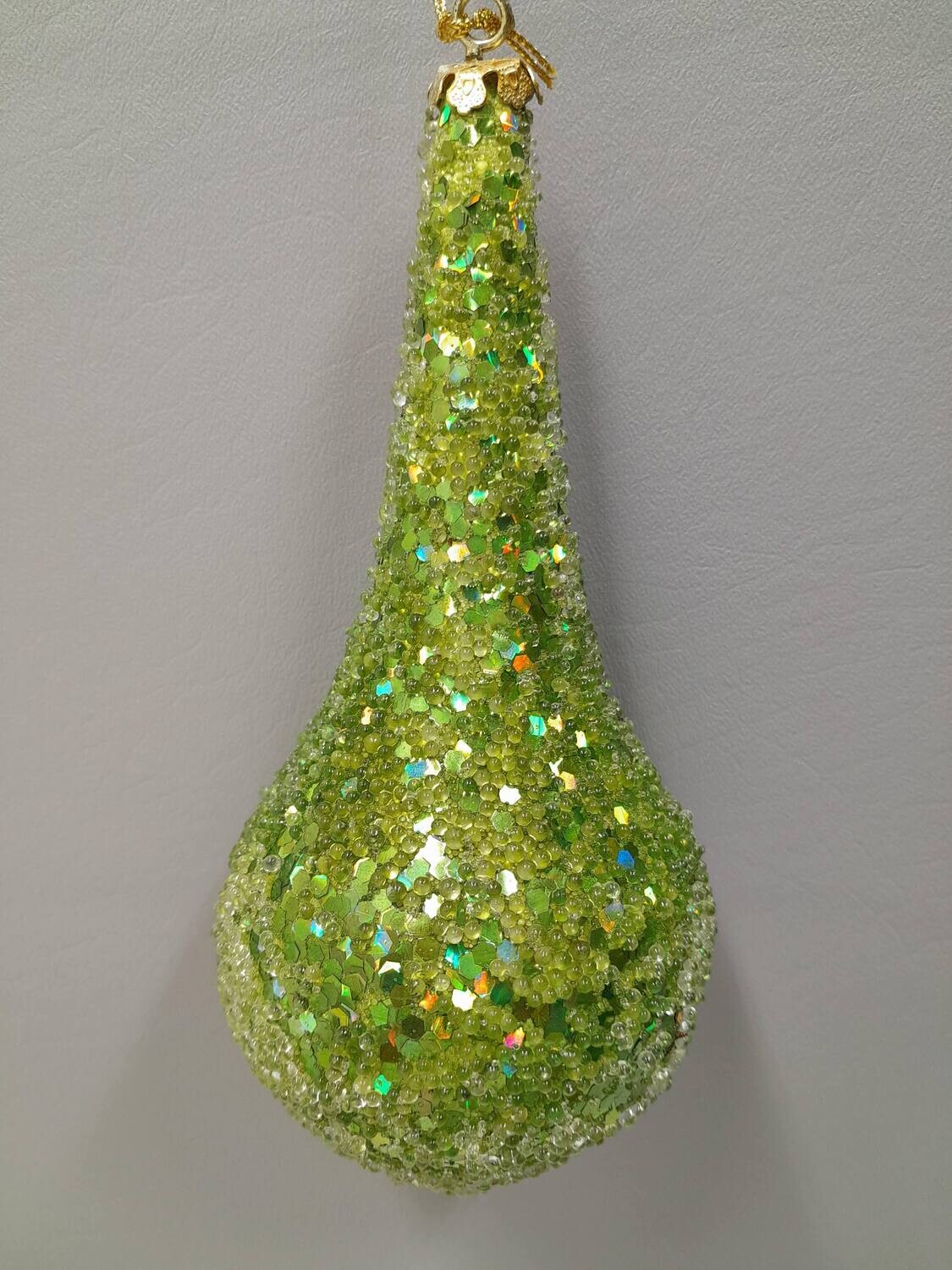 7.25&quot; Glitter Ornament Lime