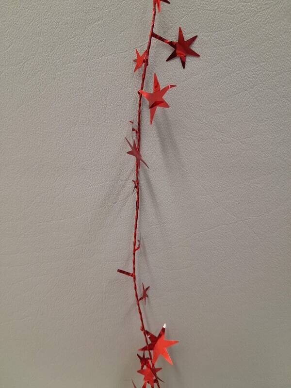 25&#39; Metallic Star Garland  Red