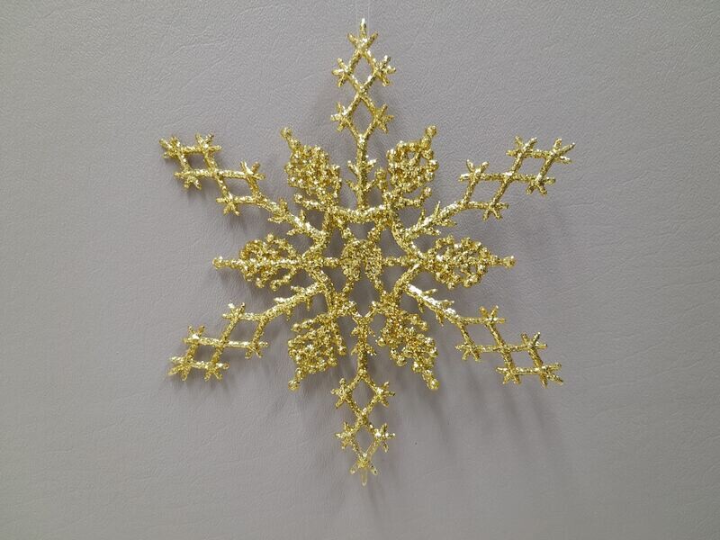 6pc 6.5&quot; Glitter Snowflakes Gold