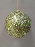 100mm Glitter Ball Ornament Lime