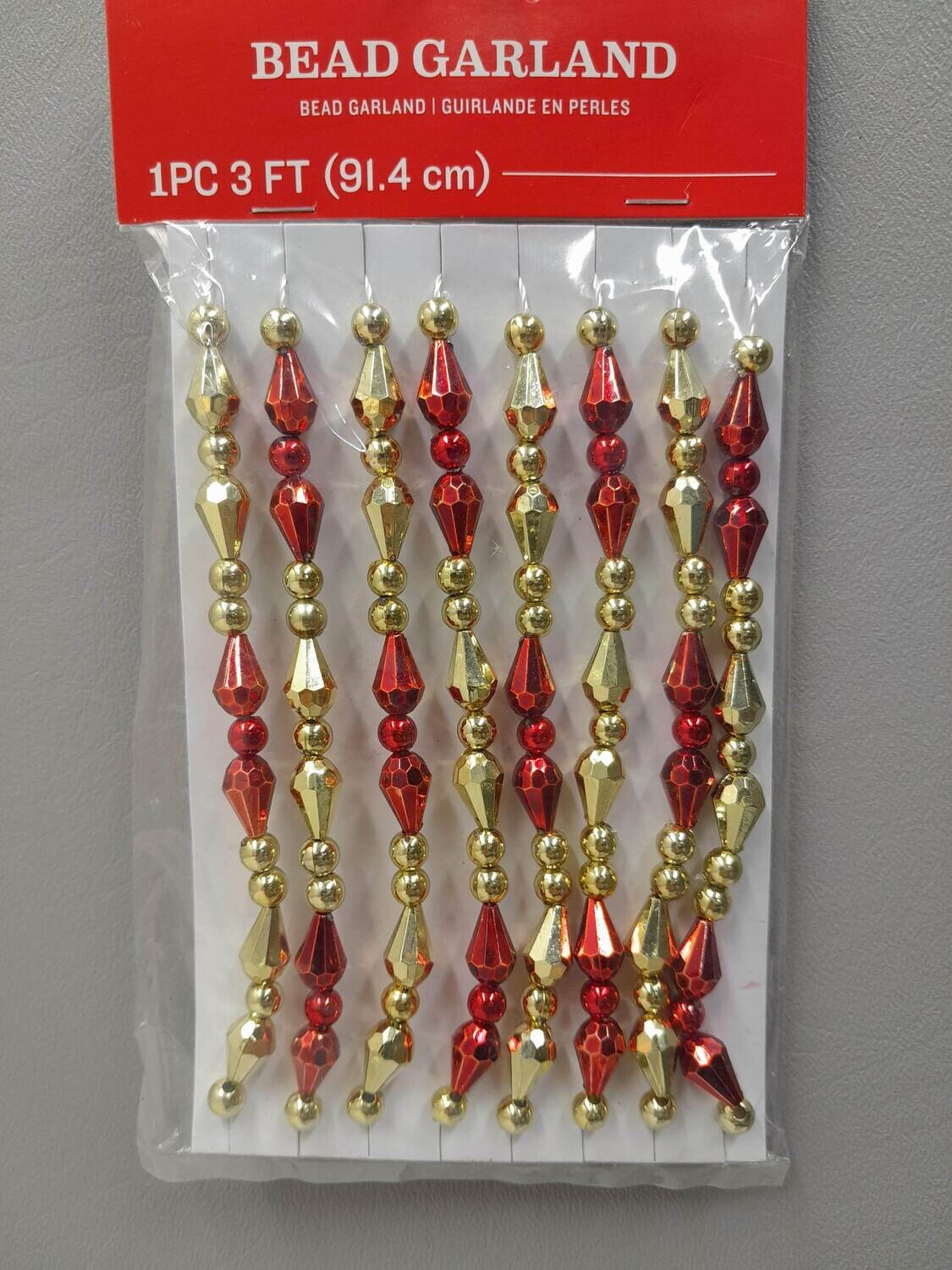 Darice Garland Bead Plastic Gold Red 36 in.