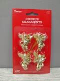 4pc 1.75&quot; Cherub Ornaments Gold