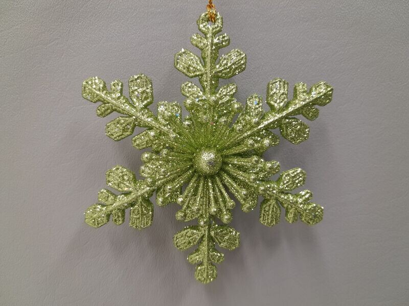 5&quot; Glitter Snowflake Ornament Lime Green