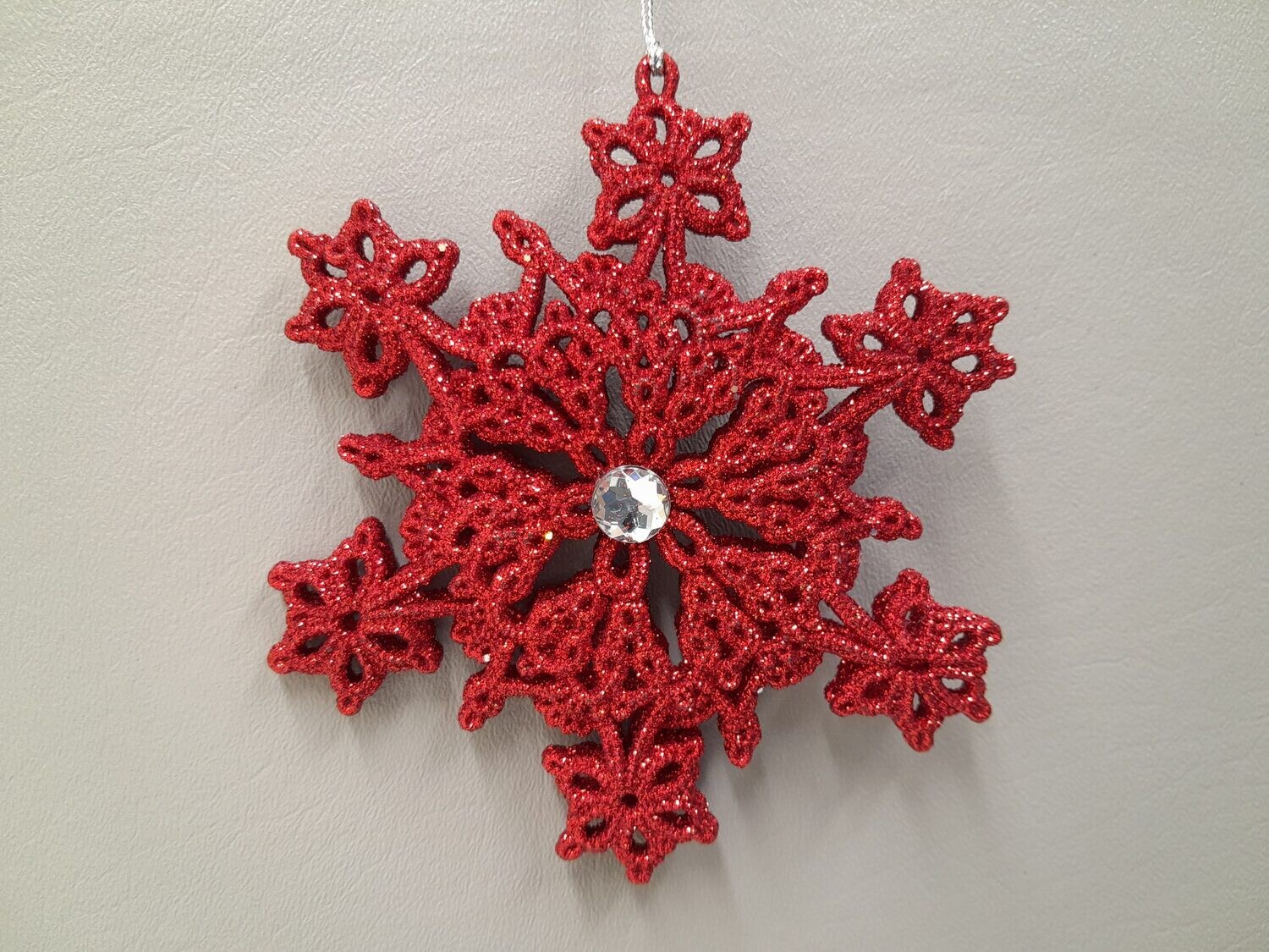 5&quot; Glitter Snowflake Ornament Red.