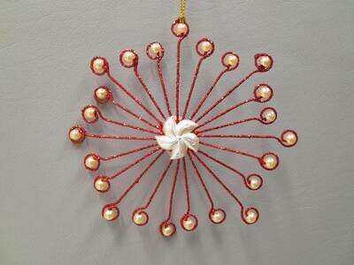 *5&quot; Metal Snowflake Ornament Red/Ivory