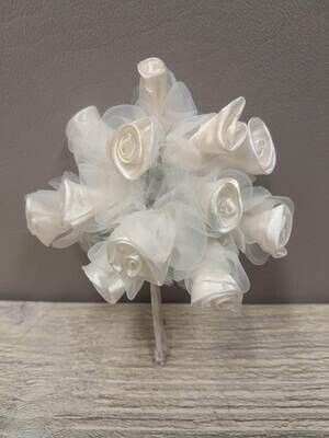 Satin/Organza Flower x12 White