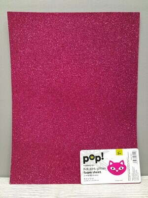 9&quot;x12&quot; 2mm Glitter Foam Sheet Hot Pink