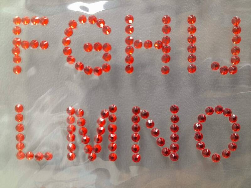 Adhesive Rhinestone Letters Red