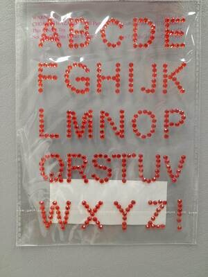 Adhesive Rhinestone Letters Red