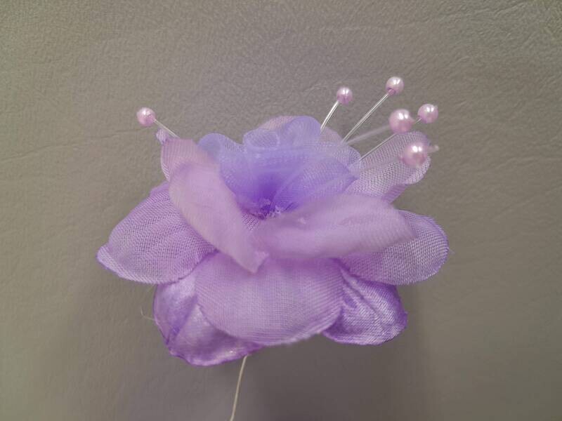 6pc Flower Picks w/Pearls Lavender