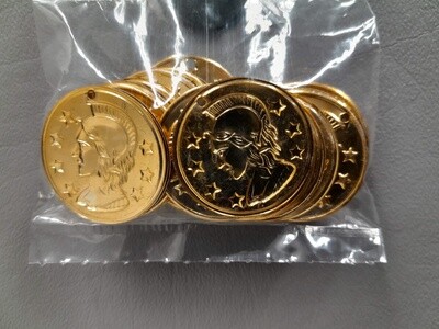 24PC 1-1/8" ALUMINUM COIN GOLD