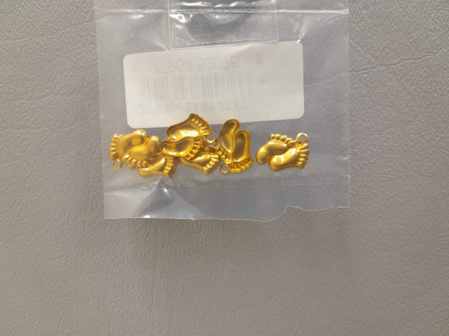 6pc Baby Feet Charm Brass