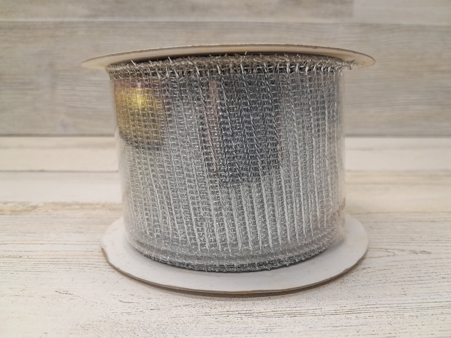 2.5&quot;x25yd Metallic Mesh Ribbon Silver