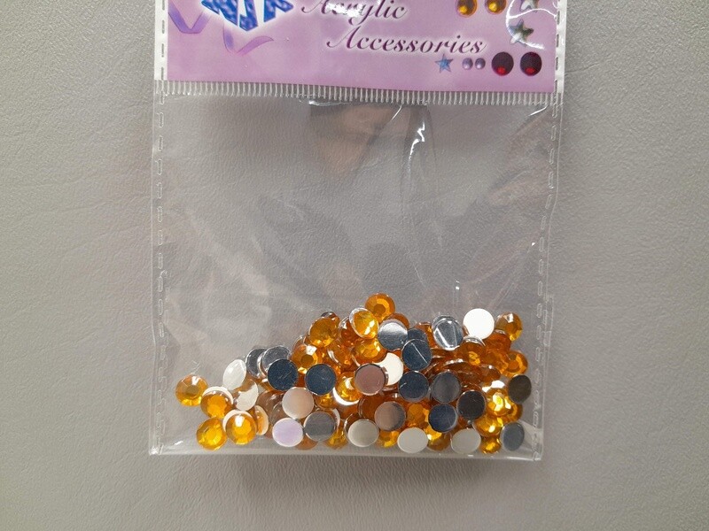 130pc 7mm Round Acrylic Rhinestones Gold