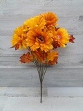 17&quot; Daisy &amp; Oak Leaf Bush x10 Orange/Yellow