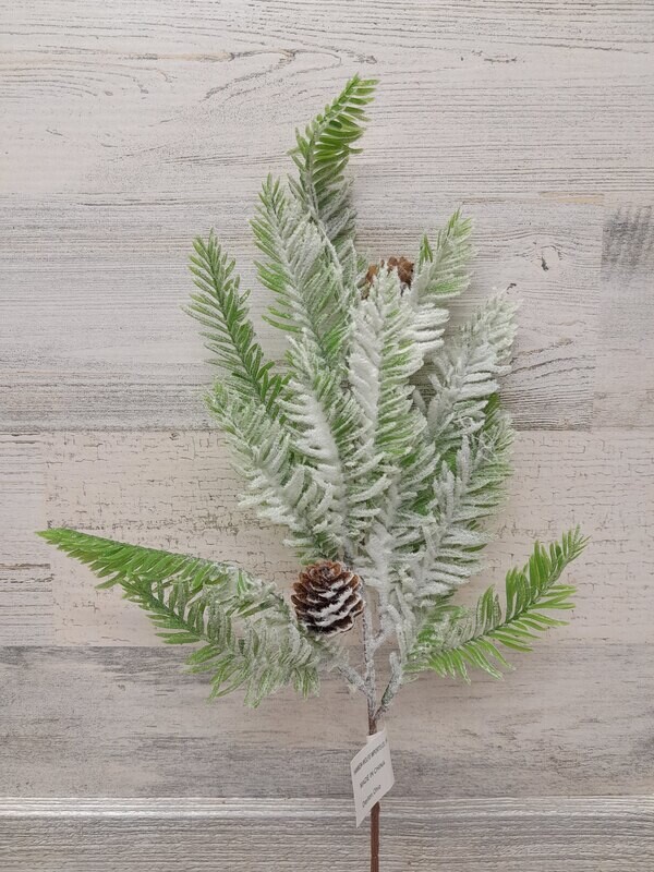 20.5&quot; Plastic Snowy Hemlock Spray w/Pinecones