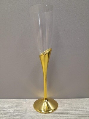 9&quot; Plastic Champagne Flute Clear/Gold