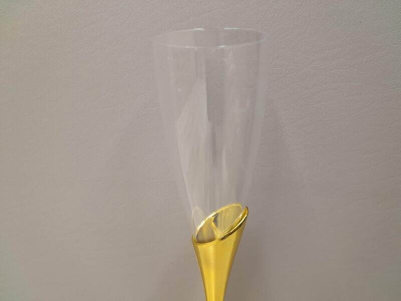 9&quot; Plastic Champagne Flute Clear/Gold