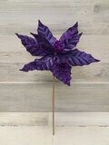 12&quot; Velvet Poinsettia Pick Purple