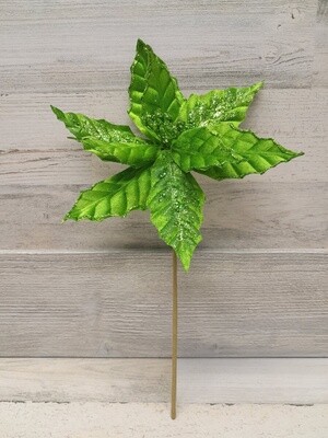 14&quot; Velvet Poinsettia Pick w/10&quot; Head Emerald