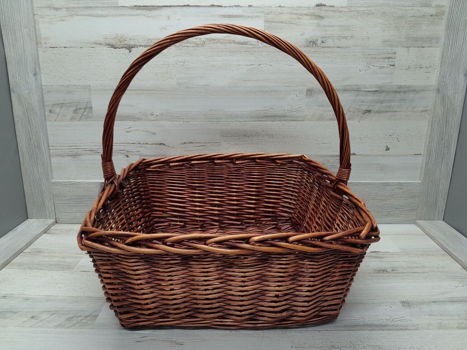 Single Handle Square Basket Dark Brown (LG)