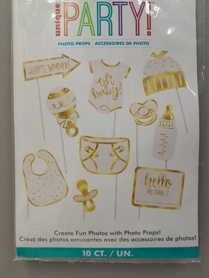 10pc Photo Booth Baby Props Gold