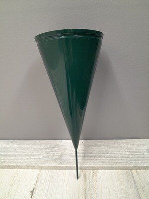 5" Metal Cone Cemetery Vase Green