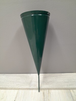 4&quot; Metal Cone Cemetery Vase Green