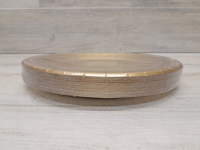 24pc 9&quot; Paper Plate Glittering Gold