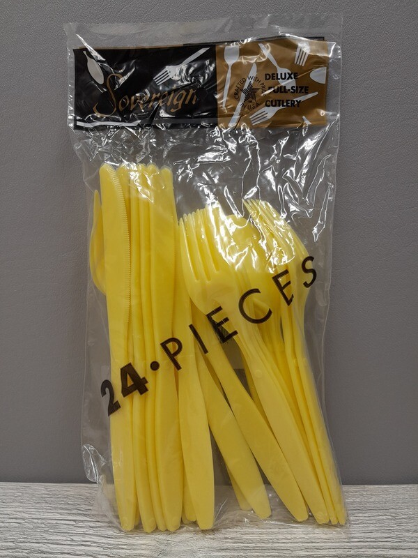 24pc Plastic Cutlery Yellow