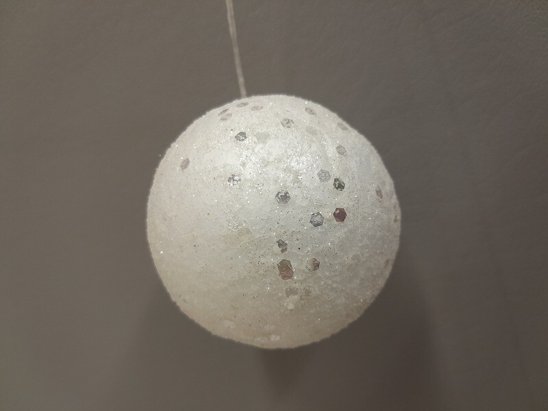 36&quot; Glitter Hanging Bauble Spray x7 White