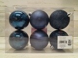 6pc 80mm Shatterproof Ornaments Navy