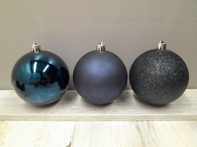 4pc 100mm Shatterproof Ornaments Navy