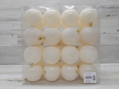 32pc 80mm Shatterproof Ornaments Cream