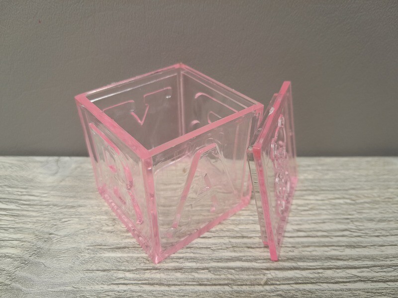 12pc 1.75&quot; Plastic Baby Block Containers Pink