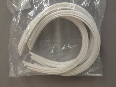 12pc .5&quot; Plastic Headbands White